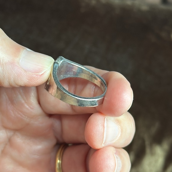 Sterling Turquoise Chips Flower Ring size 8 3/4” NOT Stamped. - Picture 6 of 9